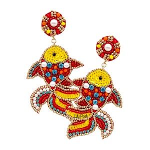 Lily Posh Beaded Fish Earring, Seed Bead Earring, Marine Life